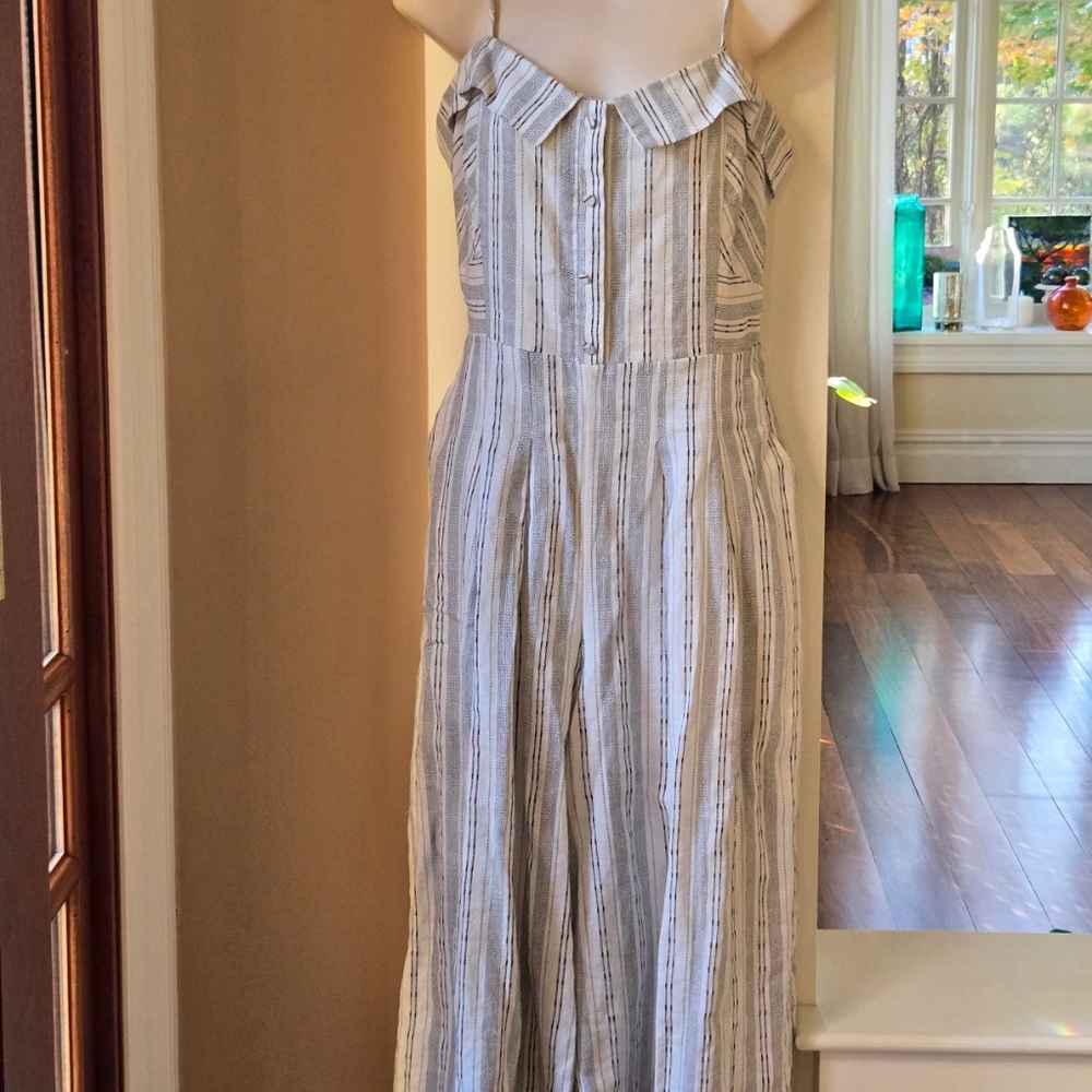 Anthropologie Greylin cotton & linen crop wide leg jumpsuit size large